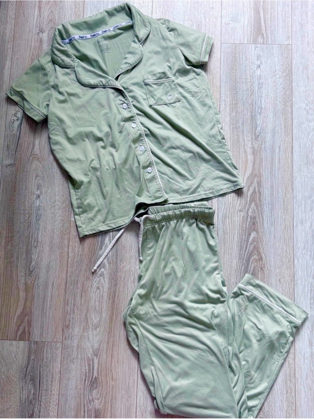 Women's Short-Sleeve Button Pajama Set - Sage Green